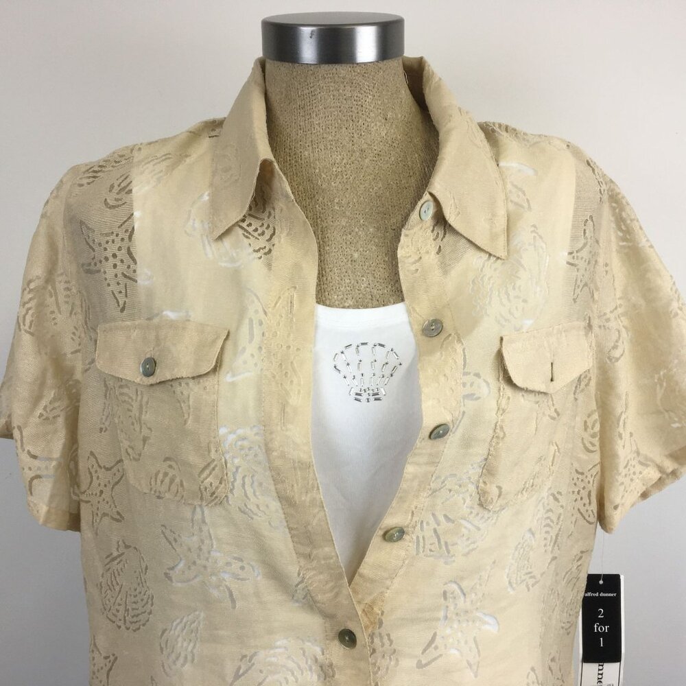 New Alfred Dunner Beach Theme Shirt & Tank Top Set Womens Size 8